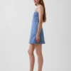 Minivestito con inserti in denim