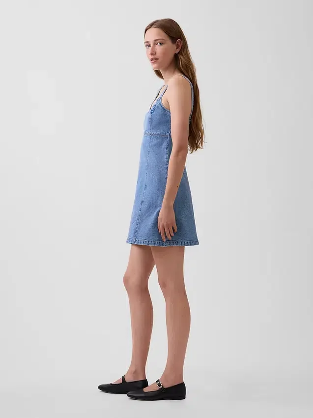 Minivestito con inserti in denim