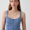 Minivestito con inserti in denim