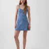 Minivestito con inserti in denim