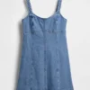 Minivestito con inserti in denim