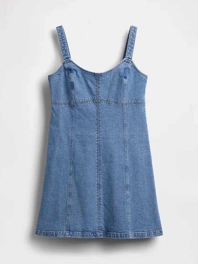 Minivestito con inserti in denim