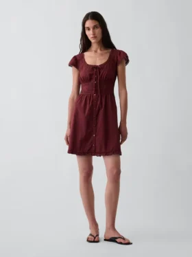 Minivestito con scollo rotondo e bordi in pizzo