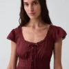 Minivestito con scollo rotondo e bordi in pizzo
