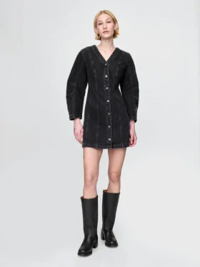 Minivestito in denim con maniche a campana