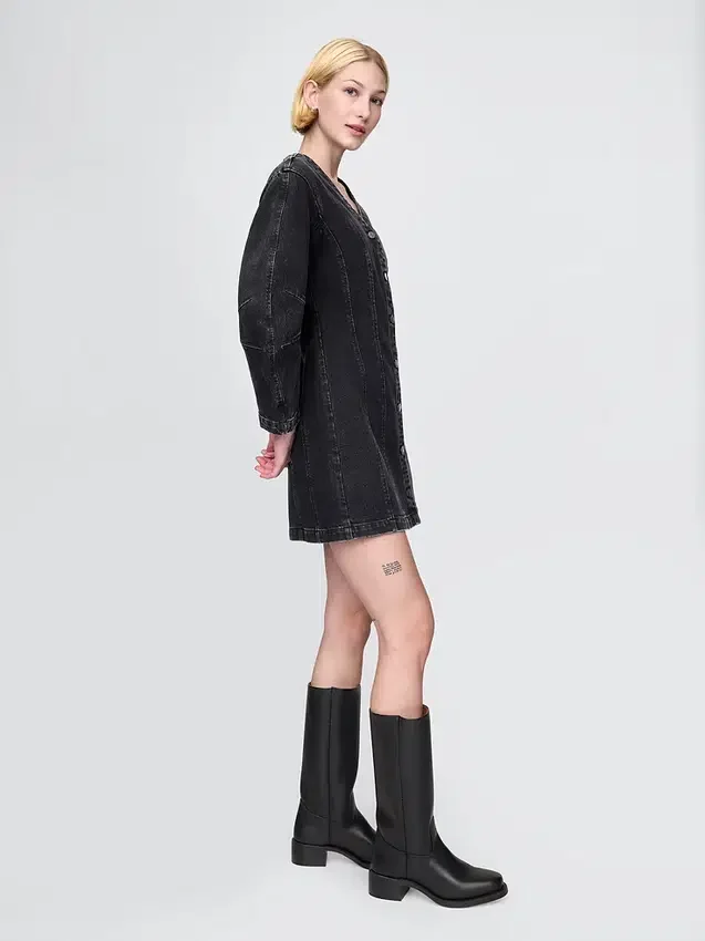 Minivestito in denim con maniche a campana
