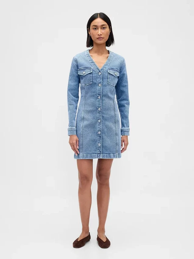 Minivestito in denim con tasche