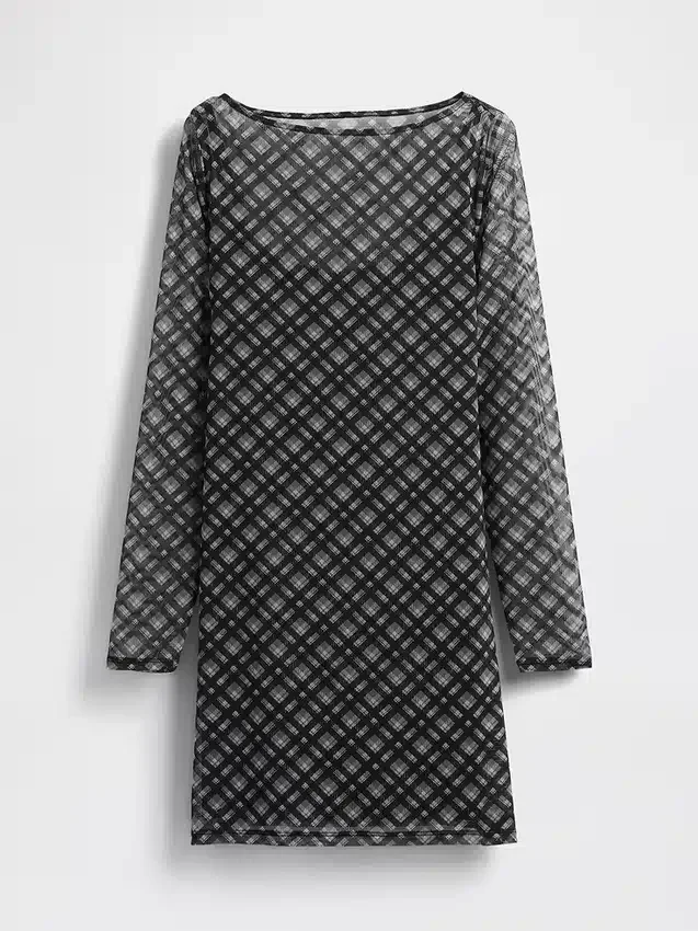 Minivestito in rete con scollo a barchetta