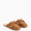 Mules vegane in pelle scamosciata con nappine