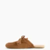 Mules vegane in pelle scamosciata con nappine