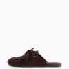 Mules vegane in pelle scamosciata con nappine