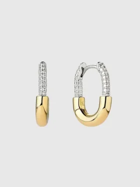 Orecchini a cerchio in oro con micro-pavé Ana Luisa Brynley