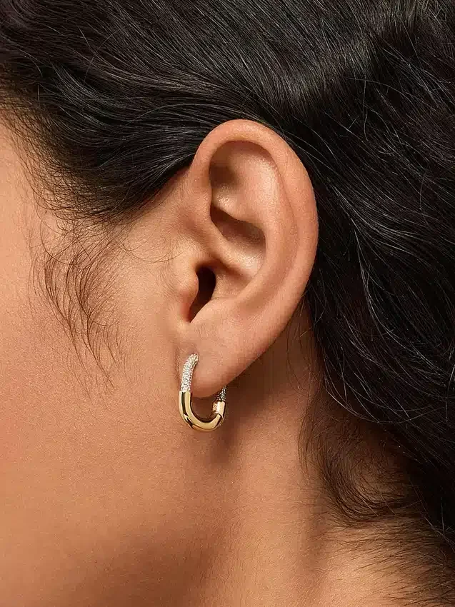 Orecchini a cerchio in oro con micro-pavé Ana Luisa Brynley