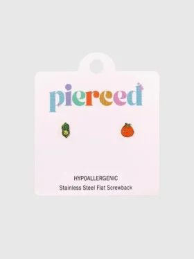 Orecchini a vite Pierced Co a forma di baccello di pisello / pomodoro