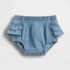 Pantaloncini a balze in denim per neonati