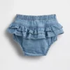 Pantaloncini a balze in denim per neonati