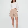 Pantaloncini a pieghe in twill a vita media da 6"
