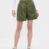Pantaloncini a pieghe in twill a vita media da 6"