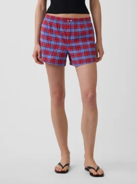 Pantaloncini a quadri in seersucker da 4″