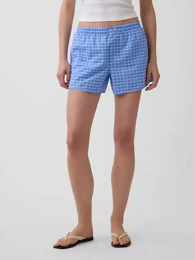 Pantaloncini a quadri in seersucker da 4"