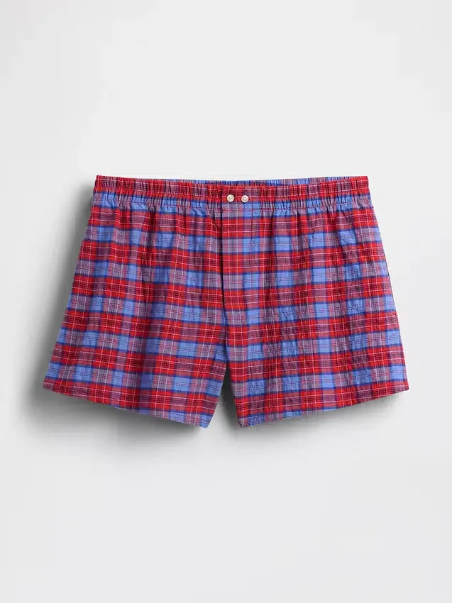 Pantaloncini a quadri in seersucker da 4"