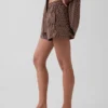 Pantaloncini a righe in popeline di cotone biologico