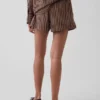 Pantaloncini a righe in popeline di cotone biologico
