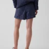 Pantaloncini a righe in popeline di cotone biologico