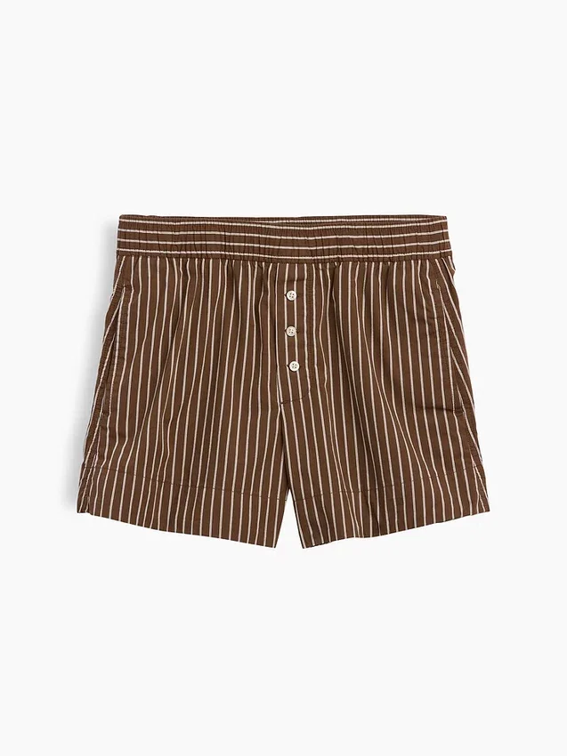 Pantaloncini a righe in popeline di cotone biologico