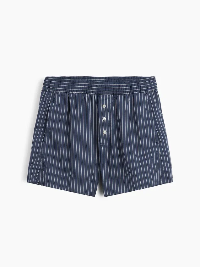 Pantaloncini a righe in popeline di cotone biologico