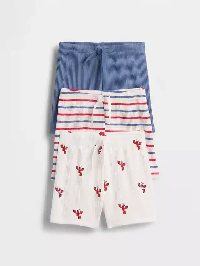 Pantaloncini a strisce Tinyrib senza chiusura (confezione da 3) della linea Baby First Favorites