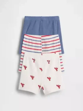 Pantaloncini a strisce Tinyrib senza chiusura (confezione da 3) della linea Baby First Favorites