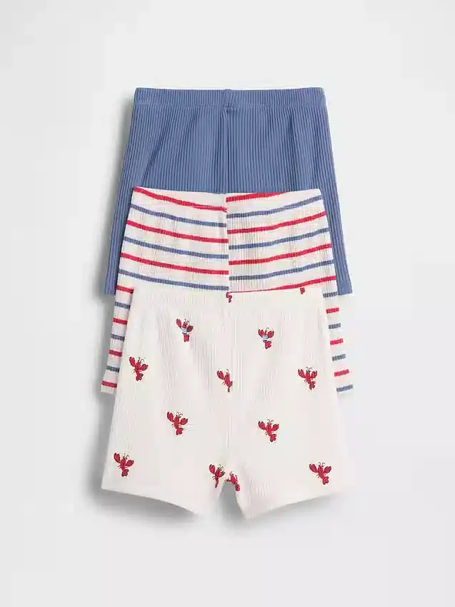 Pantaloncini a strisce Tinyrib senza chiusura (confezione da 3) della linea Baby First Favorites