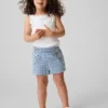 Pantaloncini a vita elastica in denim a quadretti marinareschi per neonato & bebè