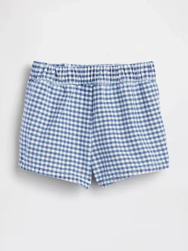 Pantaloncini a vita elastica in denim a quadretti marinareschi per neonato & bebè
