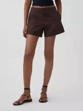 Pantaloncini a vita media da 4″ in misto lino