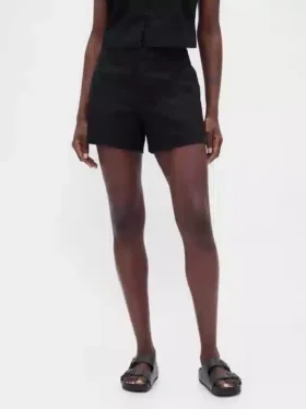 Pantaloncini a vita media da 4″ in misto lino