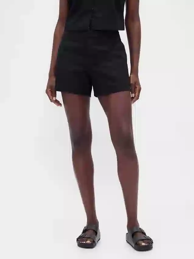 Pantaloncini a vita media da 4" in misto lino