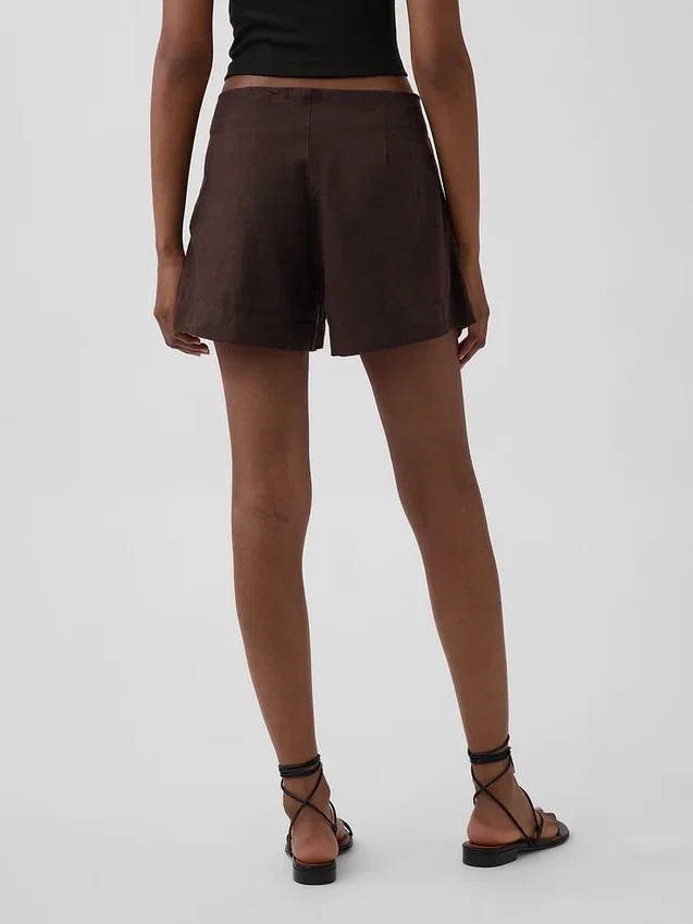 Pantaloncini a vita media da 4" in misto lino