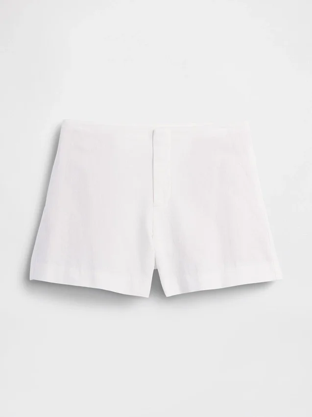 Pantaloncini a vita media da 4" in misto lino