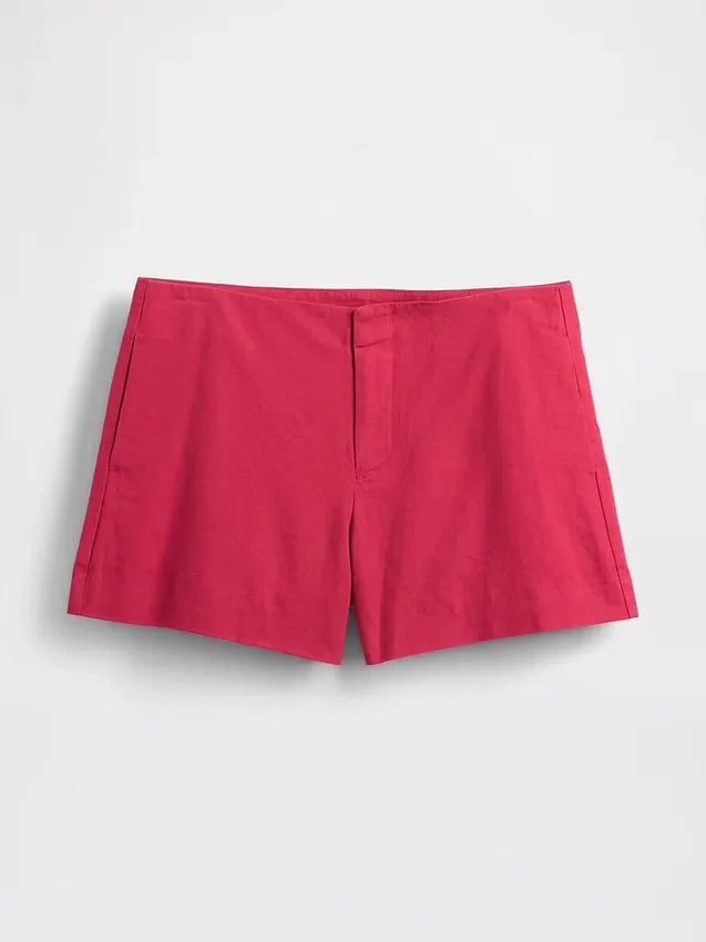 Pantaloncini a vita media da 4" in misto lino