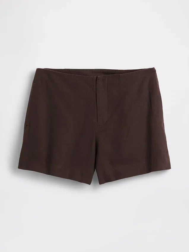 Pantaloncini a vita media da 4" in misto lino