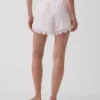 Pantaloncini a vita media da 4" in misto lino con bordi in pizzo