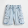 Pantaloncini cargo in denim ultra morbido con elastico in vita per neonato & bebè