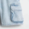 Pantaloncini cargo in denim ultra morbido con elastico in vita per neonato & bebè