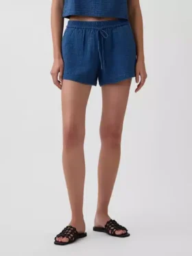 Pantaloncini comodi in denim di garza di cotone da 4″
