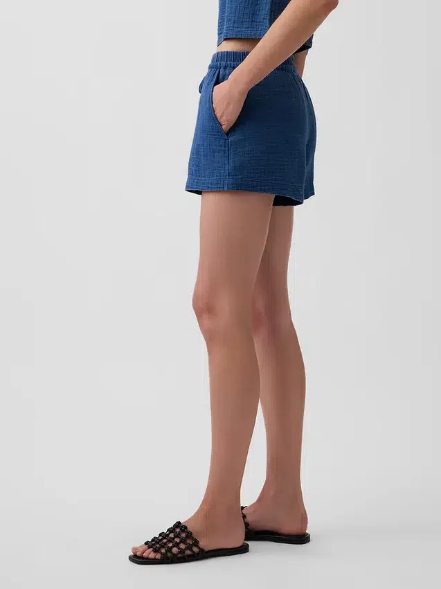 Pantaloncini comodi in denim di garza di cotone da 4"