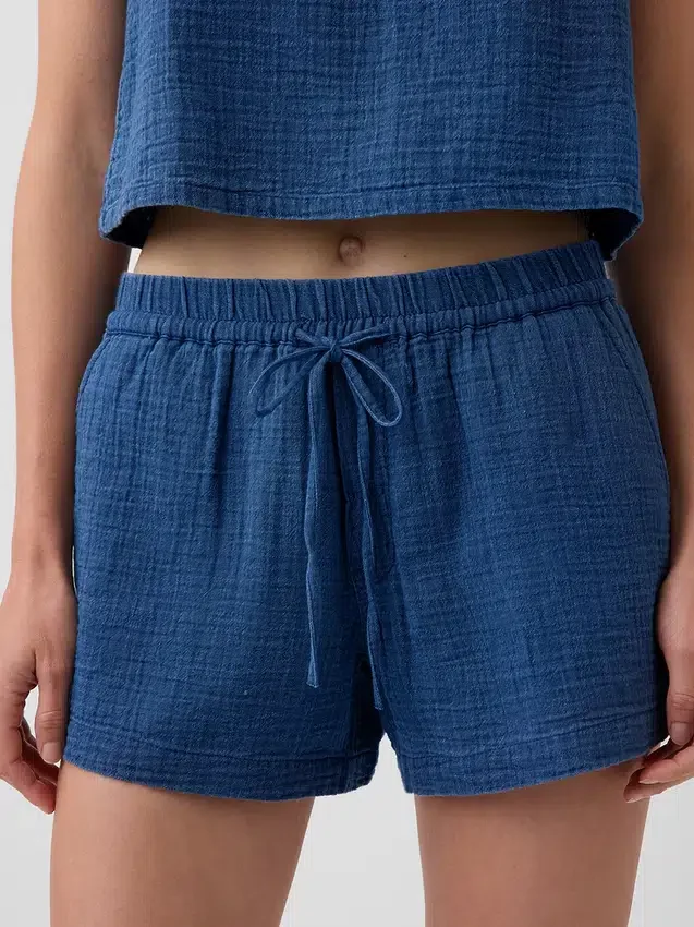 Pantaloncini comodi in denim di garza di cotone da 4"