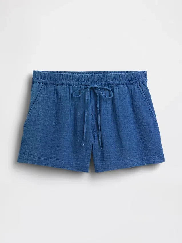 Pantaloncini comodi in denim di garza di cotone da 4"