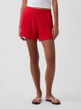 Pantaloncini comodi in garza di cotone a vita media da 4″
